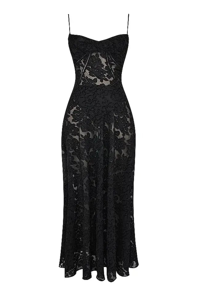 House Of CB Seren Floral Lace Back Maxi Dress Black  Size S/Au 8 photo 8