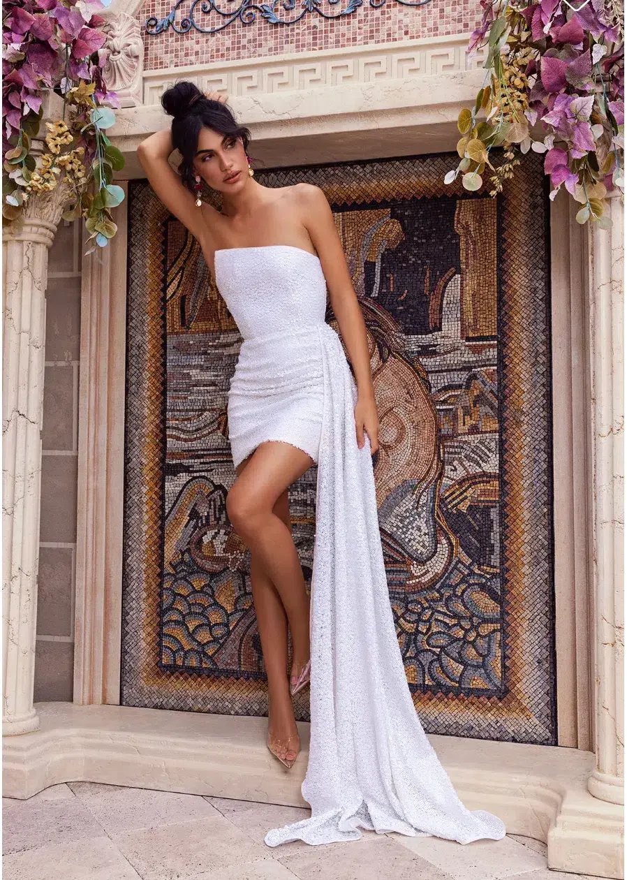 Eliya the Label Kamilla Dress White Sequin Size XL/Au 14 photo 3