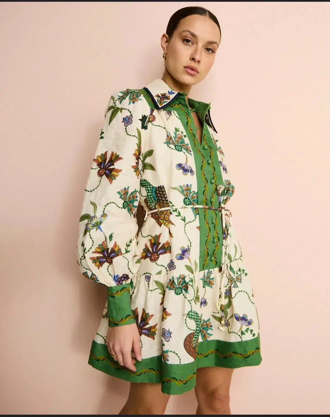 Alemais Birdie Linen Mini Dress Size AU 14 photo 3