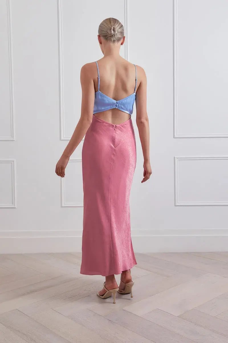 San Sloane Alona Midi Dress Pink/Blue Size 6 photo 2