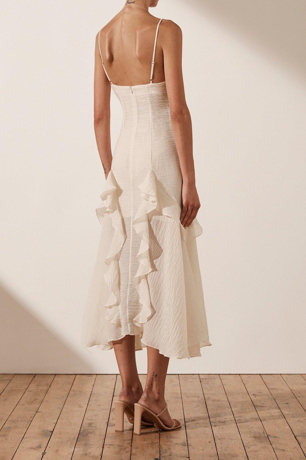 Shona Joy Charlotte Cocktail Midi Dress Ecru Size 8 photo 4