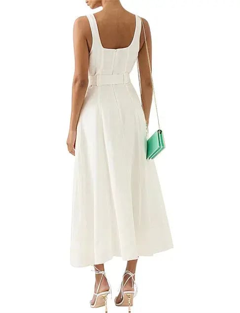 Aje Clay Belted Midi Dress White Size AU 10 photo 3