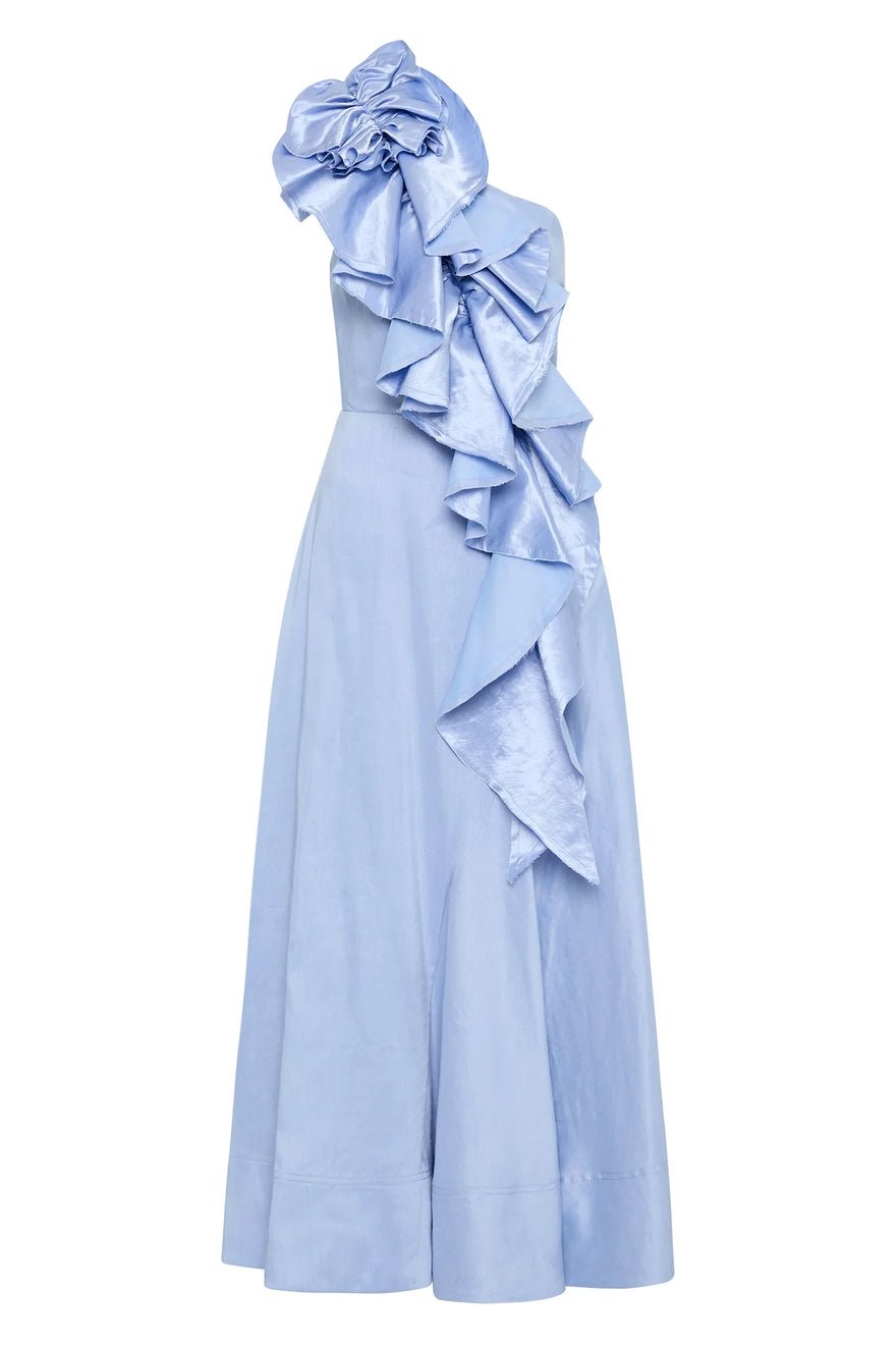 Aje Adelia Ruffle Midi Dress - Light Sky photo 3