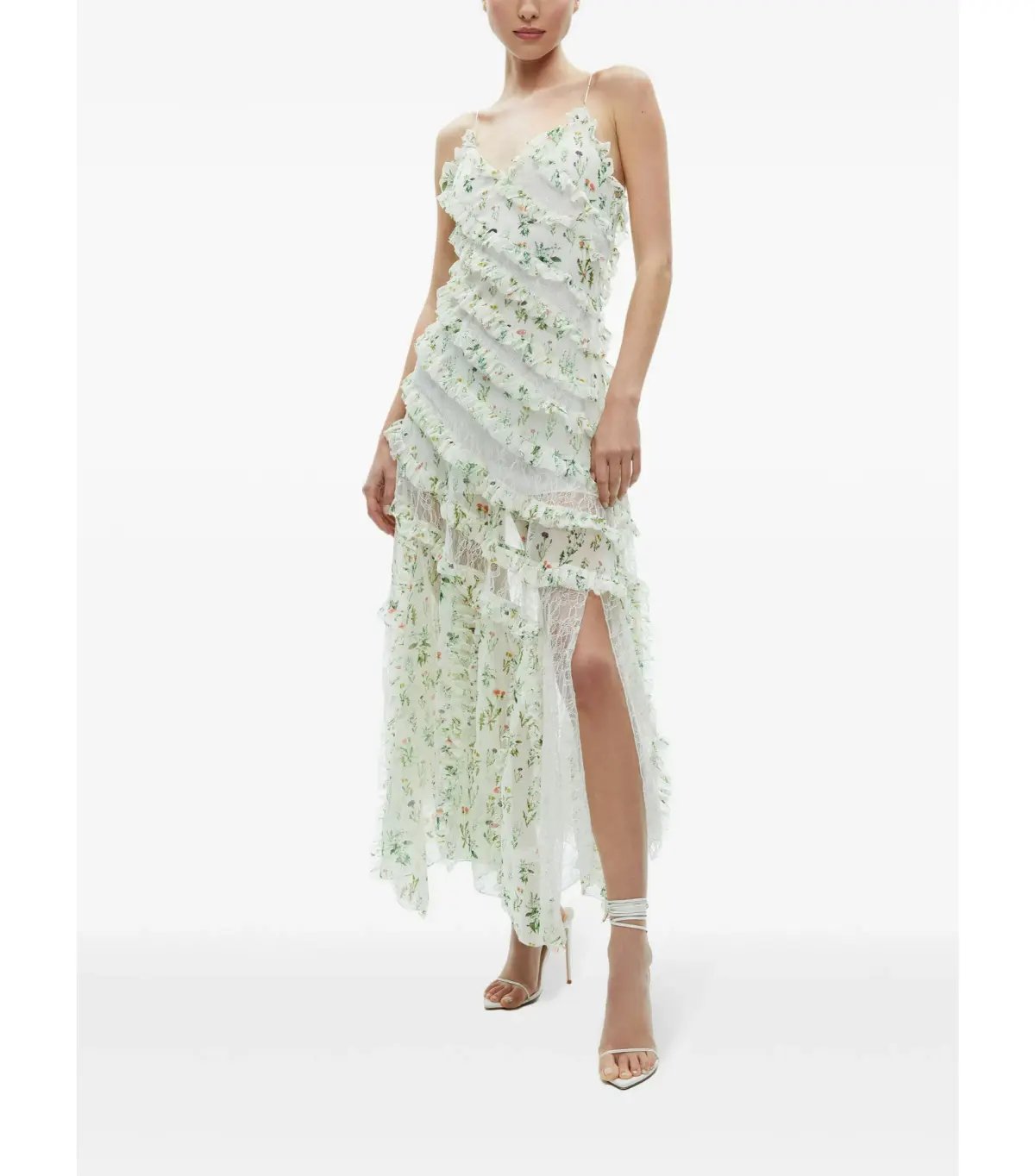 Alice + Olivia Sondra Ruffled Maxi Dress Floral Size AU 10 photo 2