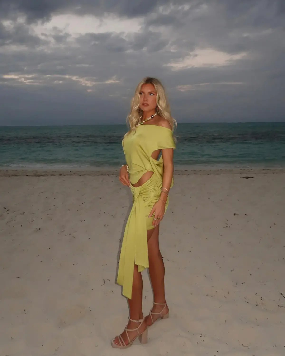 Asta Resort Chloe Top and Mini Skirt Set Chartreuse Size 6 photo 7