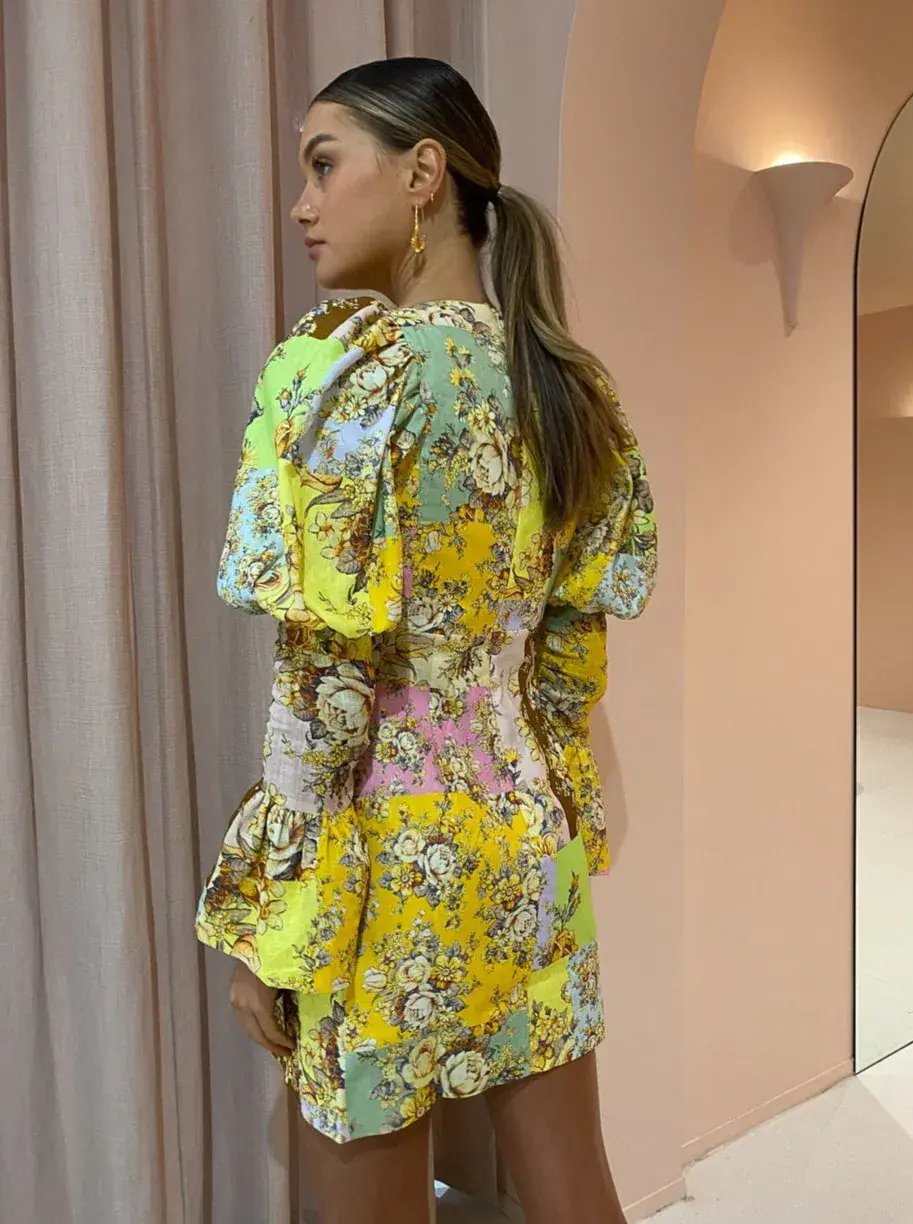 Alemais Matilde Puff Sleeve Mini Dress Print Size 10 photo 3