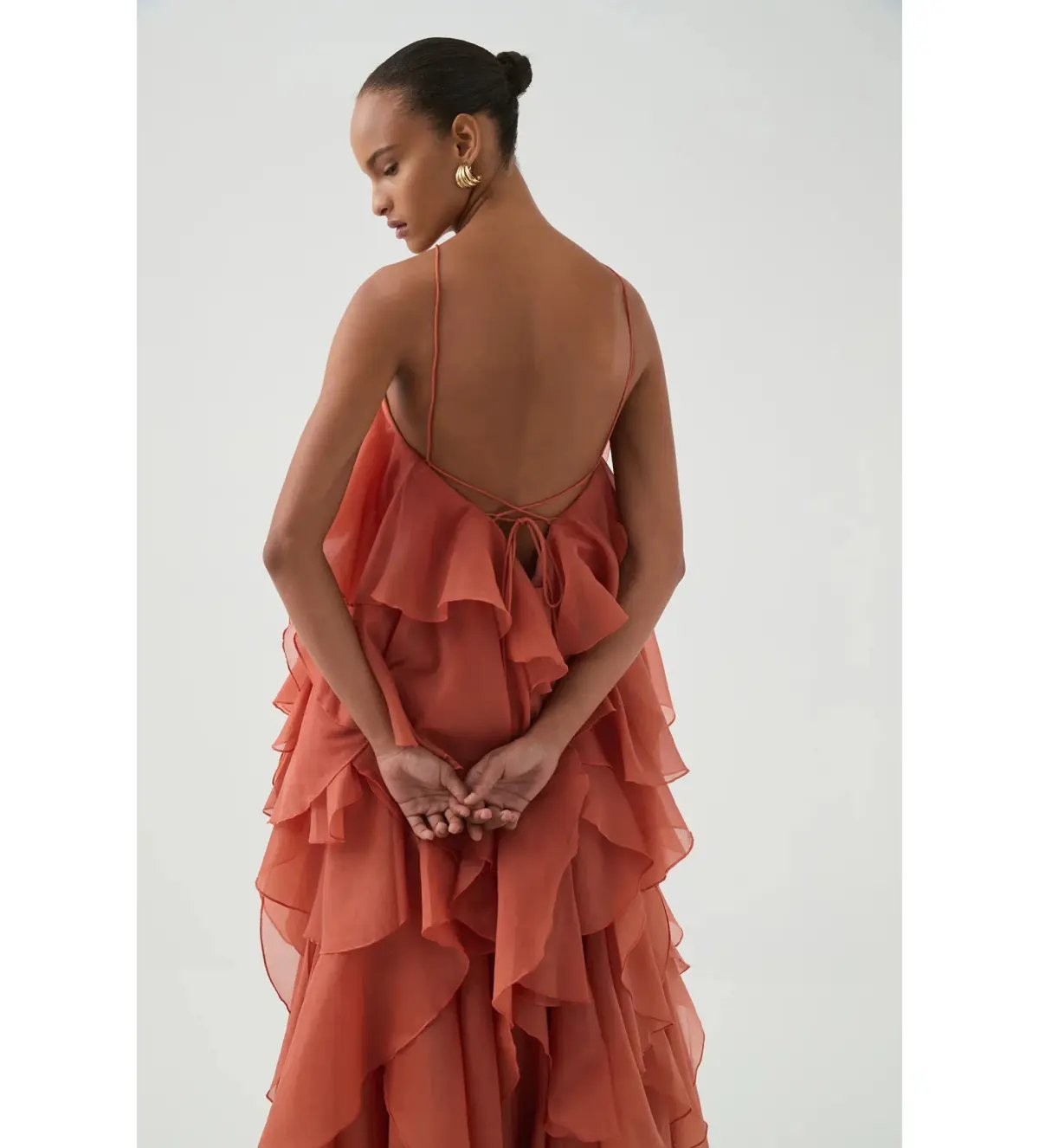 Aje Pandorea Layered Maxi Dress in Coral Clay Size XXS/AU4 photo 3