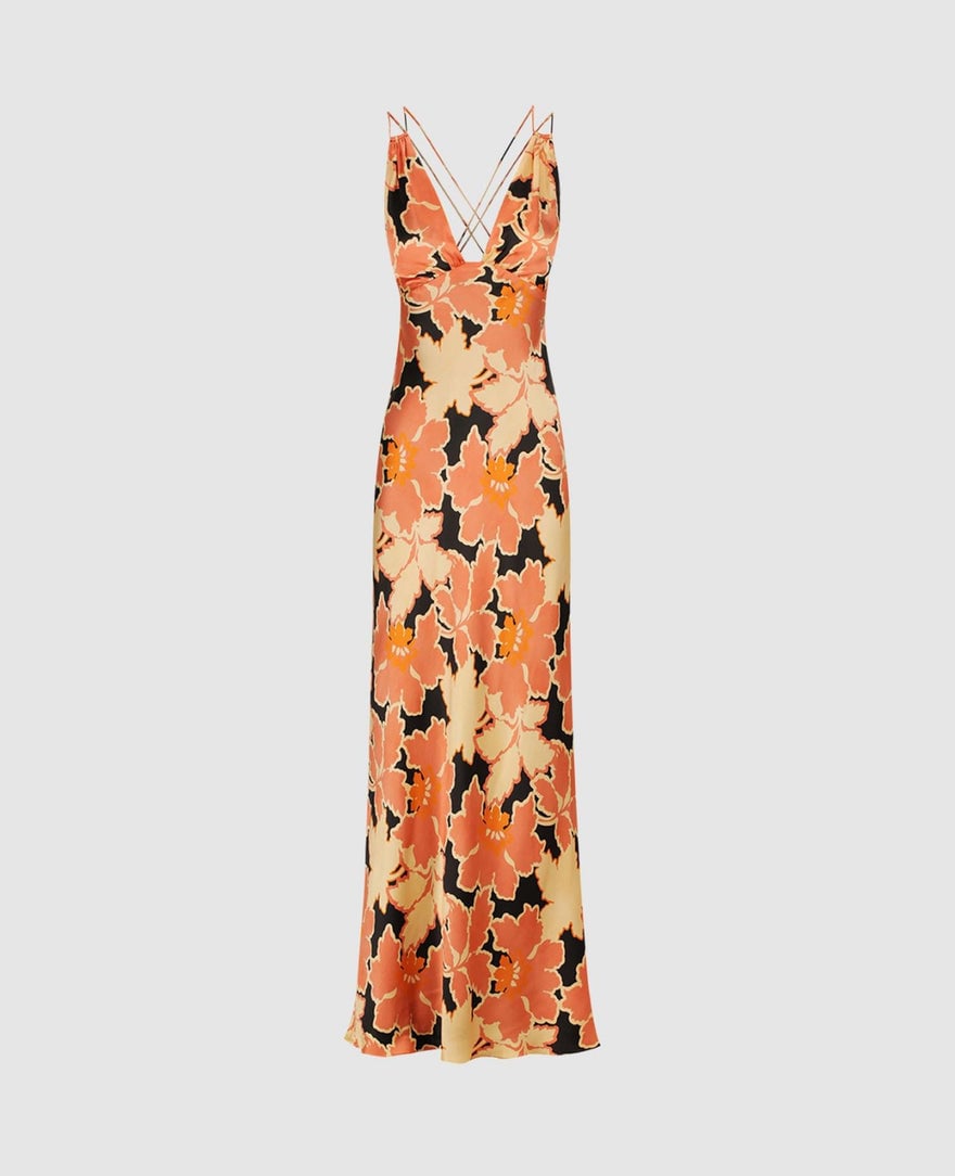 Shona Joy Rosa Silk Plunged Double Strap Maxi Dress photo 2