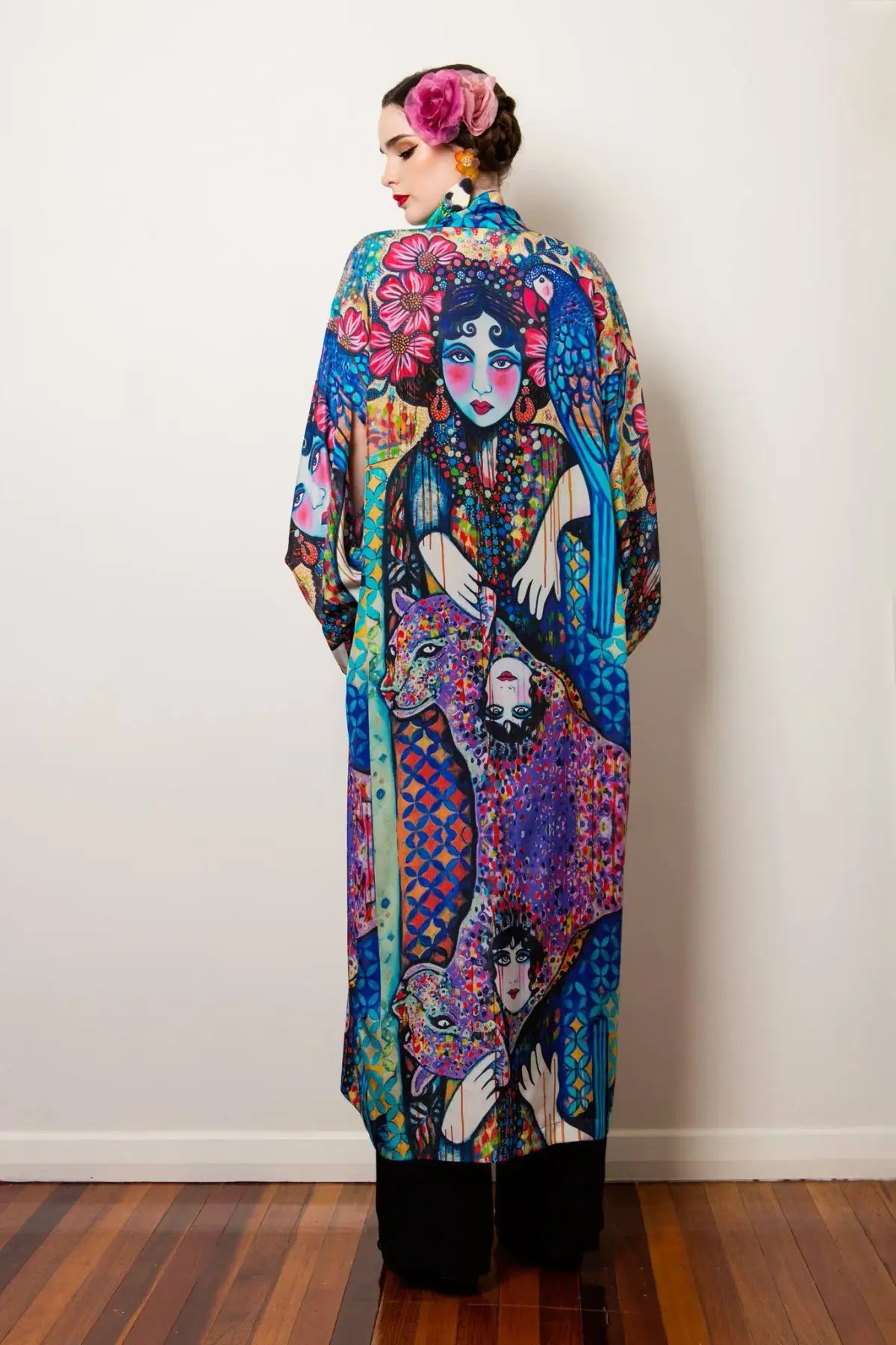 Sarah Hickey Art Silk Kimono Almost One Of A Kind Size 18 photo 3