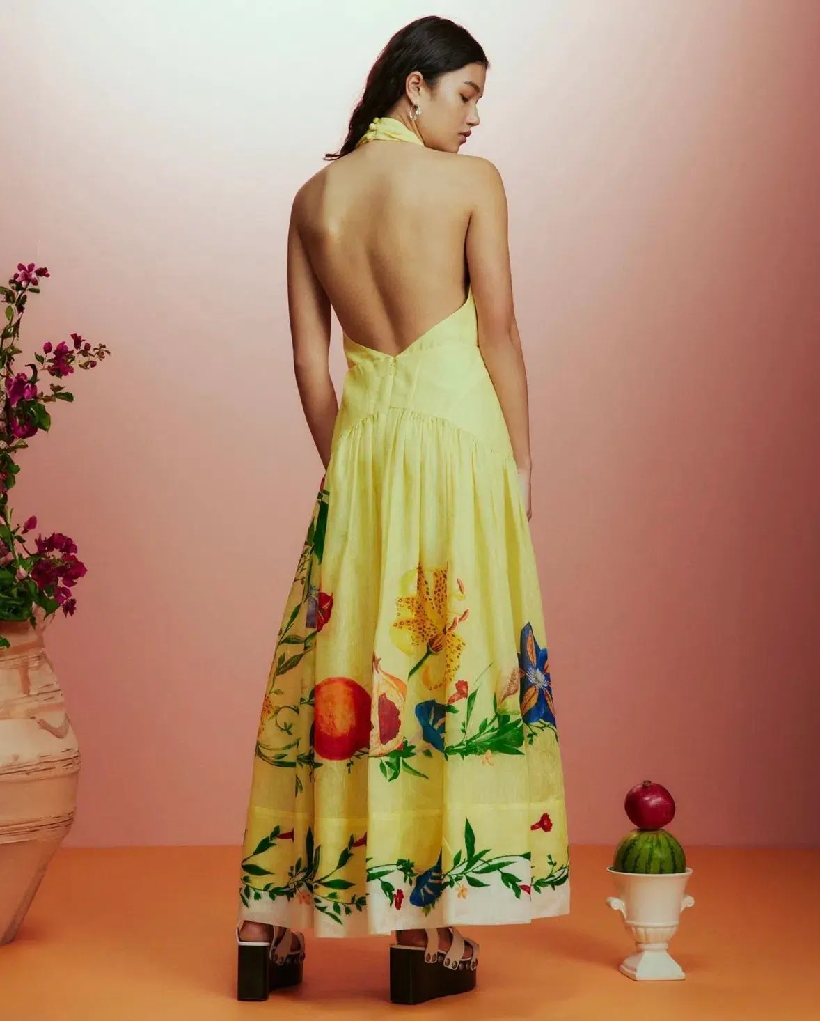 Alemais Dahlia Halter Gown Yellow Size AU 8 photo 3