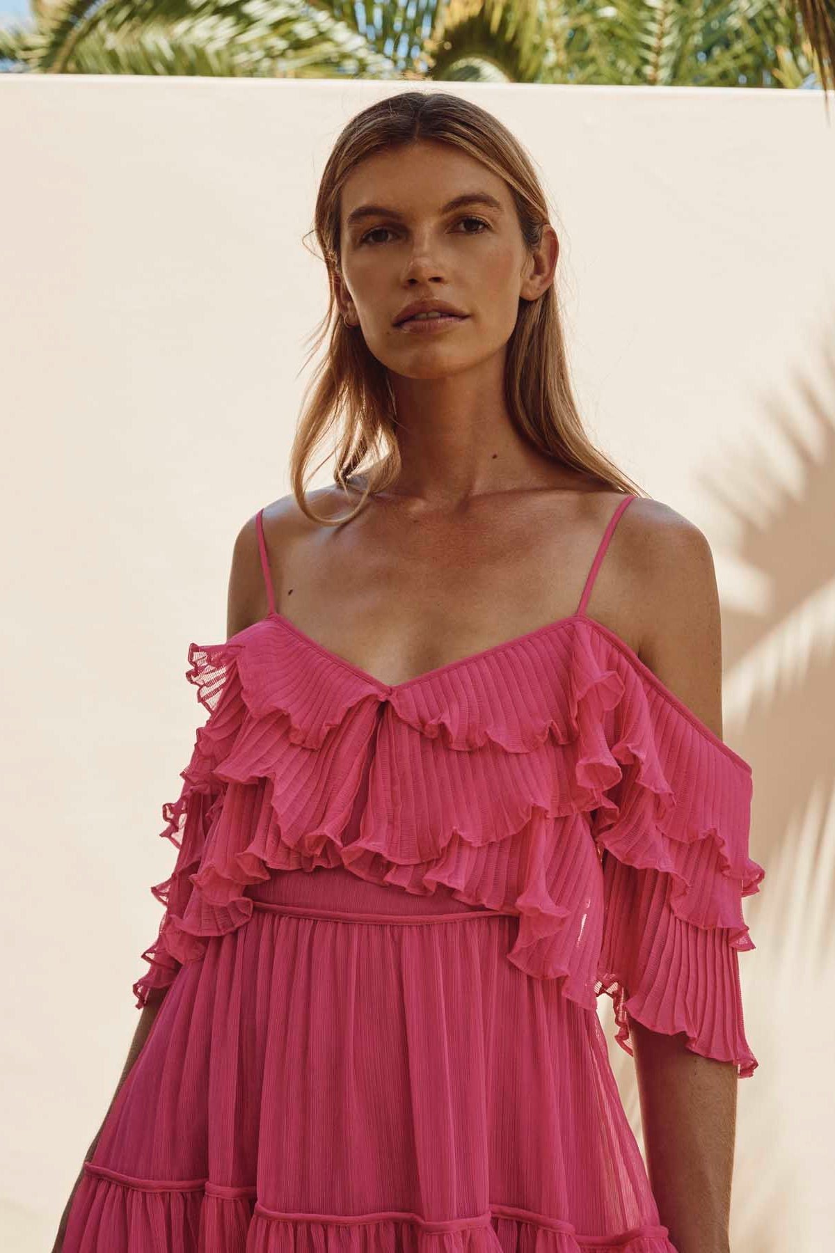 TALULAH COSMOS MIDI DRESS - ROSELLA PINK photo 6