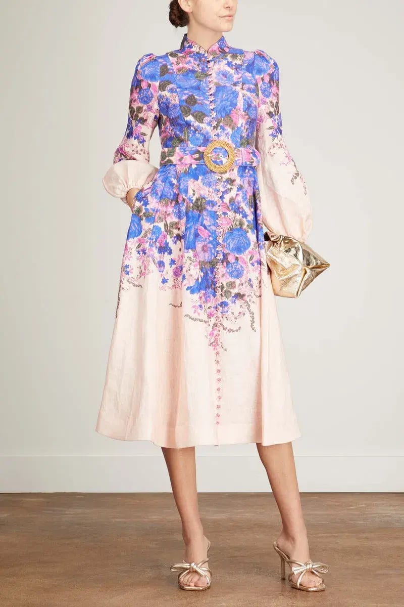 Zimmermann High Tide Buttoned Midi Dress Floral Size 2 / Au 12 photo 4