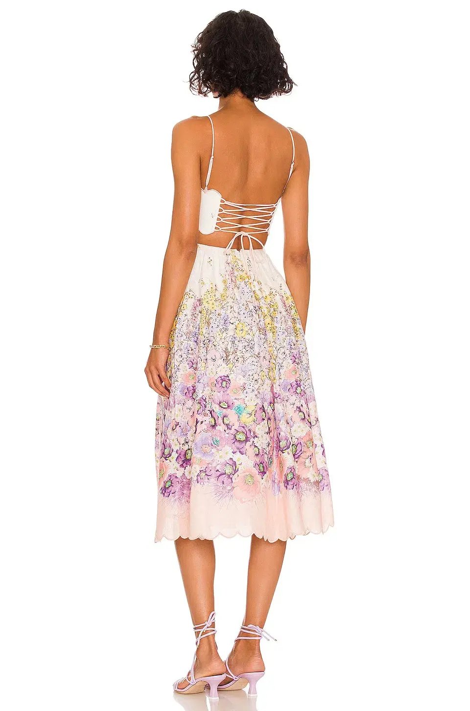 Zimmermann Jude Scallop Midi Dress Peach Gradient Floral Size 1 / Au 8 photo 3