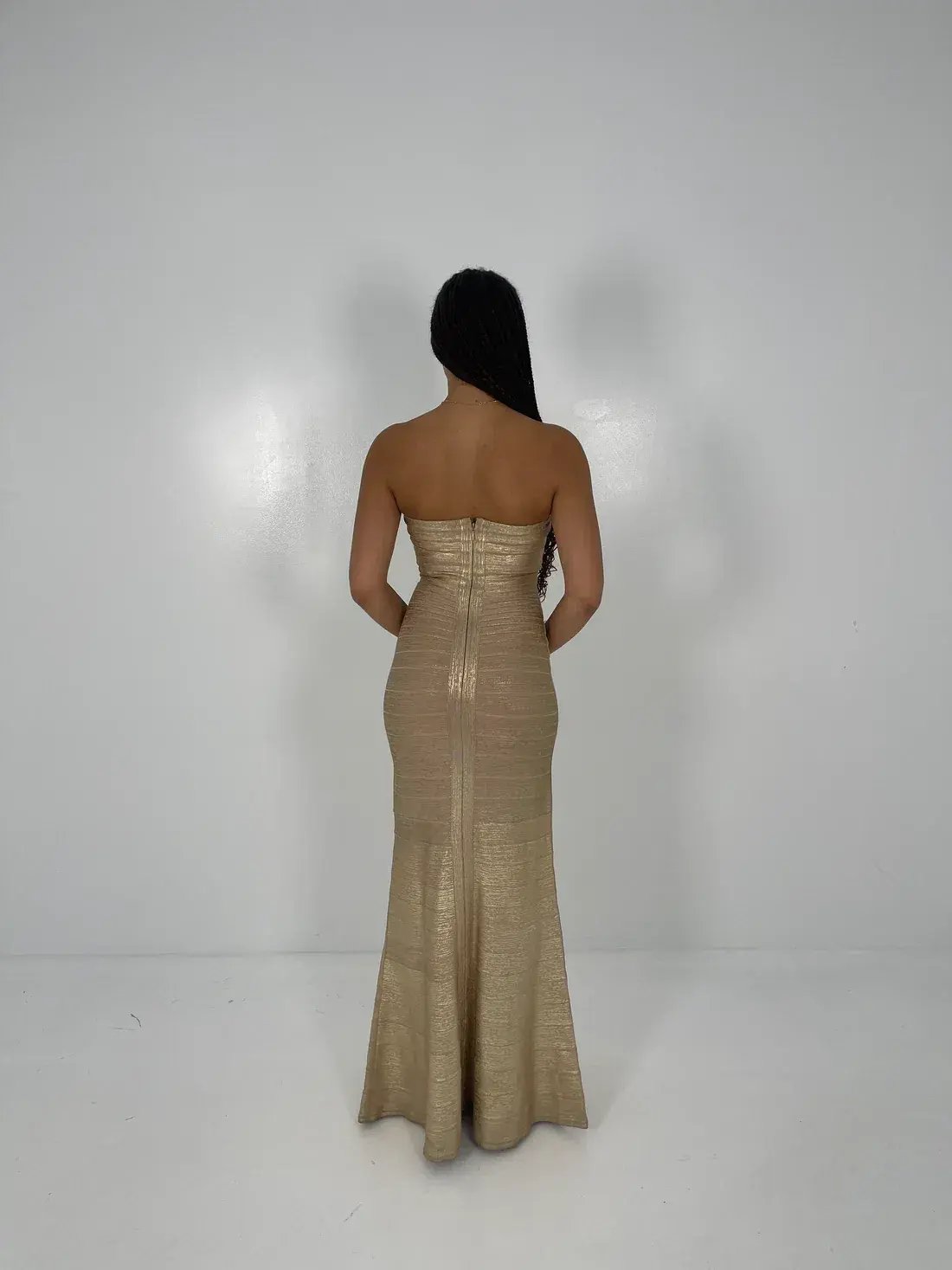 Hervé Léger Gold Sara Gown in Gold Size S/AU8 photo 2