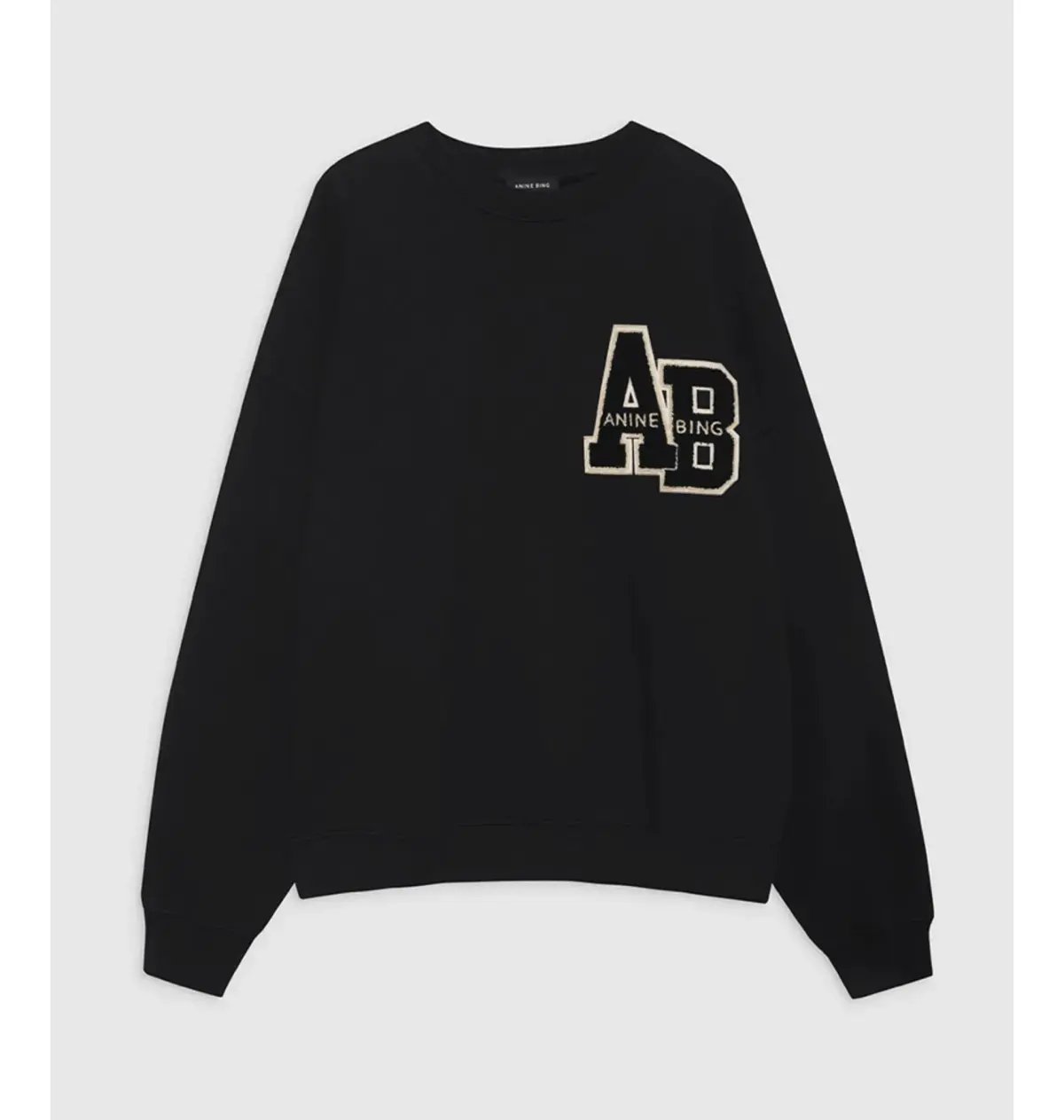 Anine Bing Miles Letterman Oversized Sweatshirt Black Size 12 photo 3