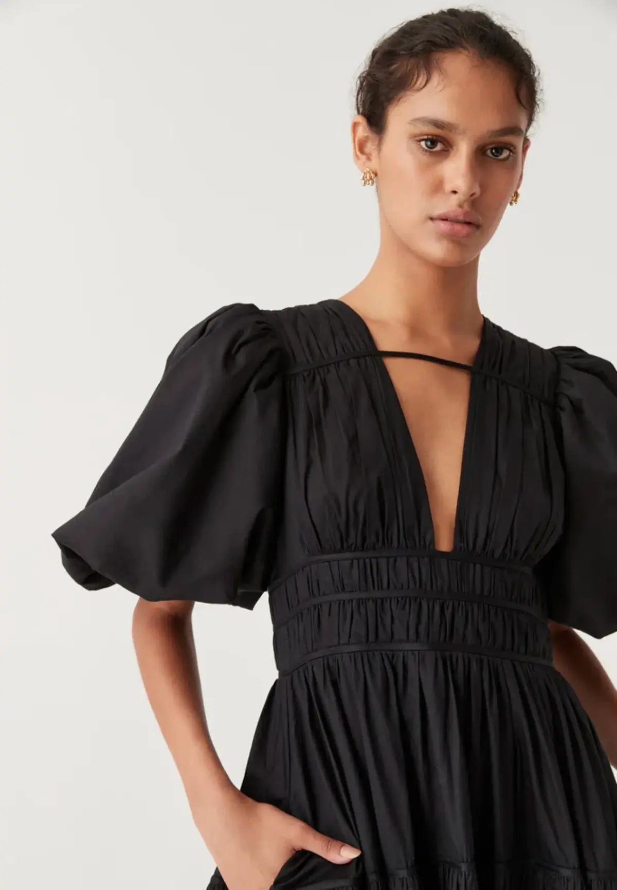Aje Fallingwater Gathered Midi Dress Black Size AU 14 photo 3
