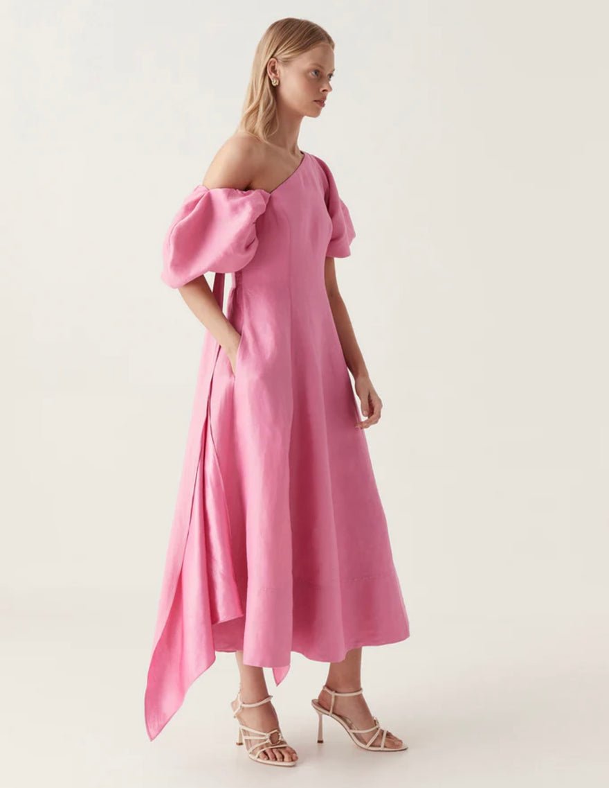 Aje Arista Tulip Sleeve Midi Dress | Pink photo 2