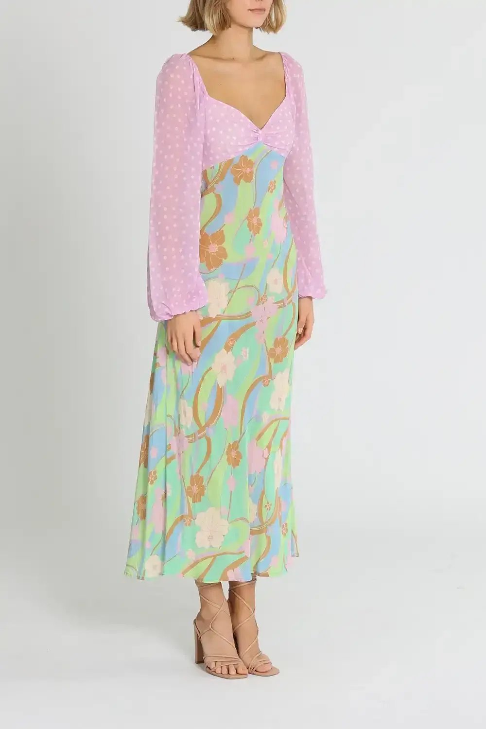 Rixo London Gio Jewel Midi Dress Multi Print Size AU 12 photo 2