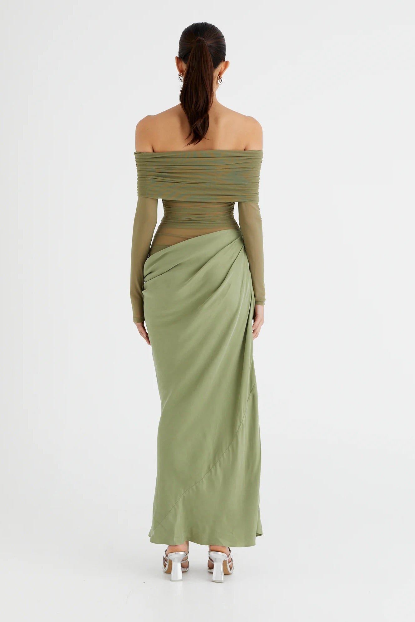BENNI YASMIN OFF SHOULDER DRESS - PISTACHIO photo 5