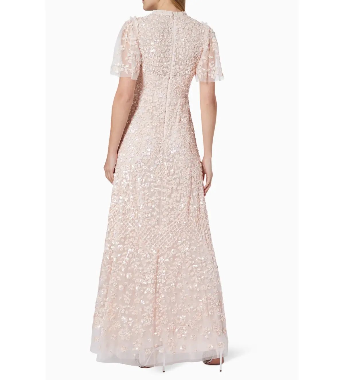 Needle and Thread Amalie Sequin V-Neck Gown Pale Pink in Size 8 photo 3
