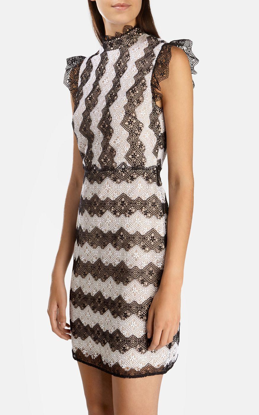 Karen Millen Lace Dress Black White Size 6 photo 2