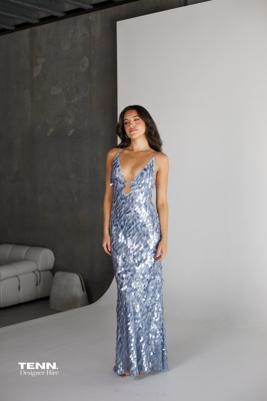 Misha Collection Sapphire Sequin Maxi Dress - Dove Grey photo 2