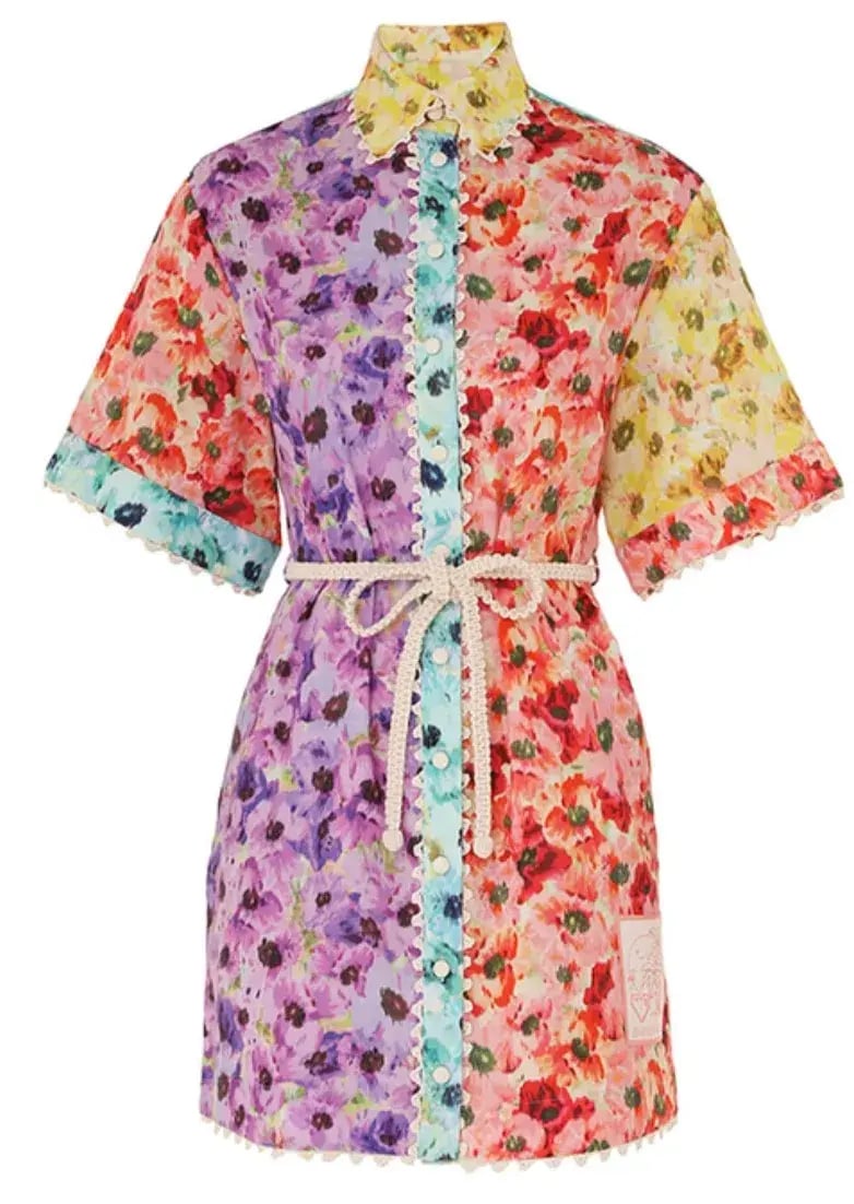 Zimmermann Lightburst Mini Shirt Dress Size AU 10 photo 3