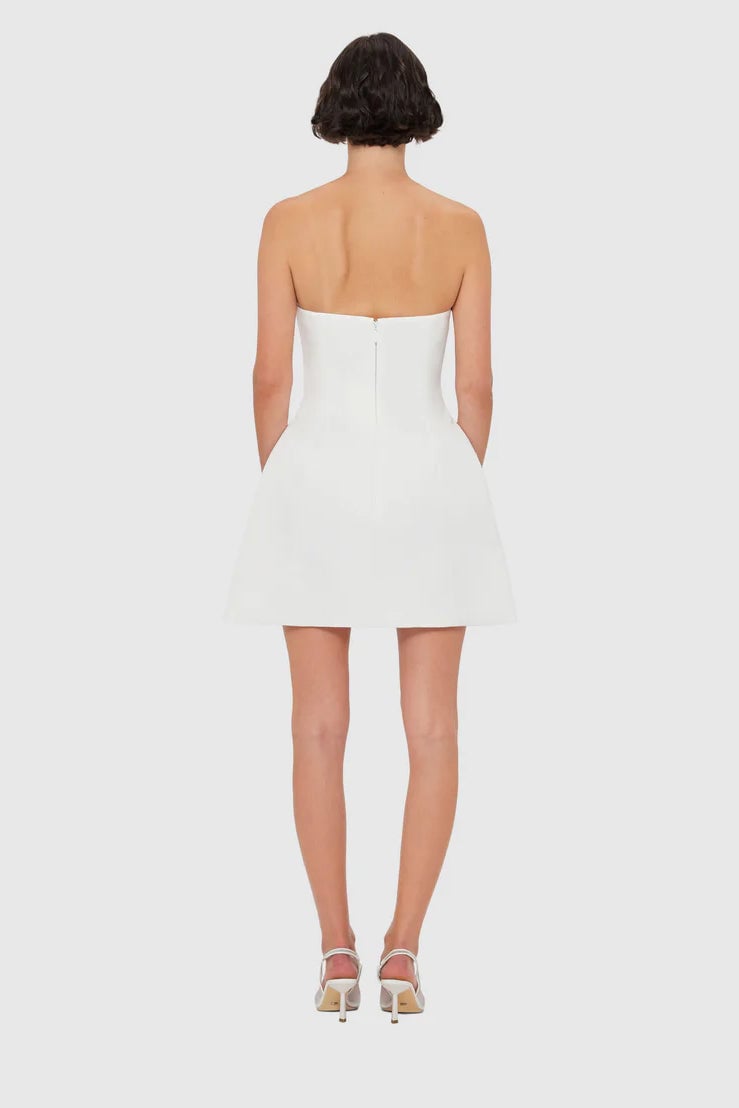Leo Lin Rosario Appliqué Bustier Mini Dress - Lily Print in Snow photo 3