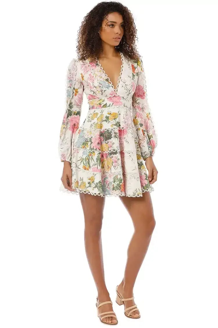 ZIMMERMANN HEATHERS FLOUNCE SHORT DRESS FLORAL PRINT SIZE 1 / AU 10 photo 2