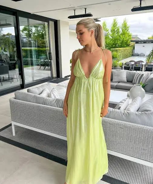 Manning Cartell Neon Heart Maxi Dress Lime Green Size 10 photo 5
