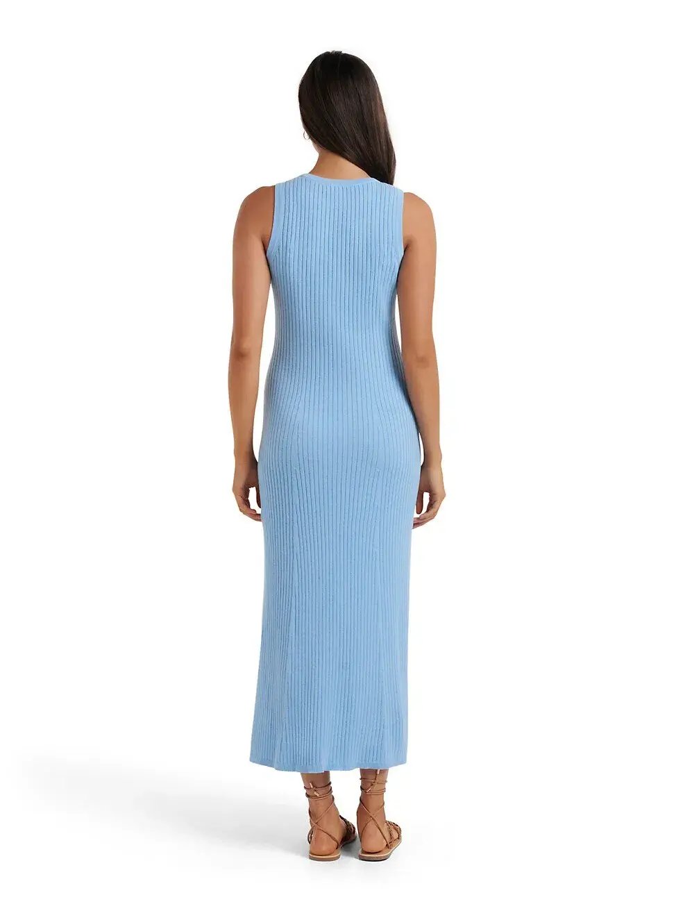 Forever New Molly A-Line Wide Rib Knit Dress Baby Blue Size 16 photo 3