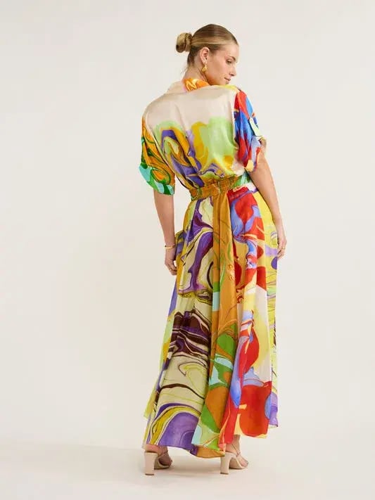 Alemais Luca Silk Shirt And Skirt Set Multi Size 6/8 photo 3