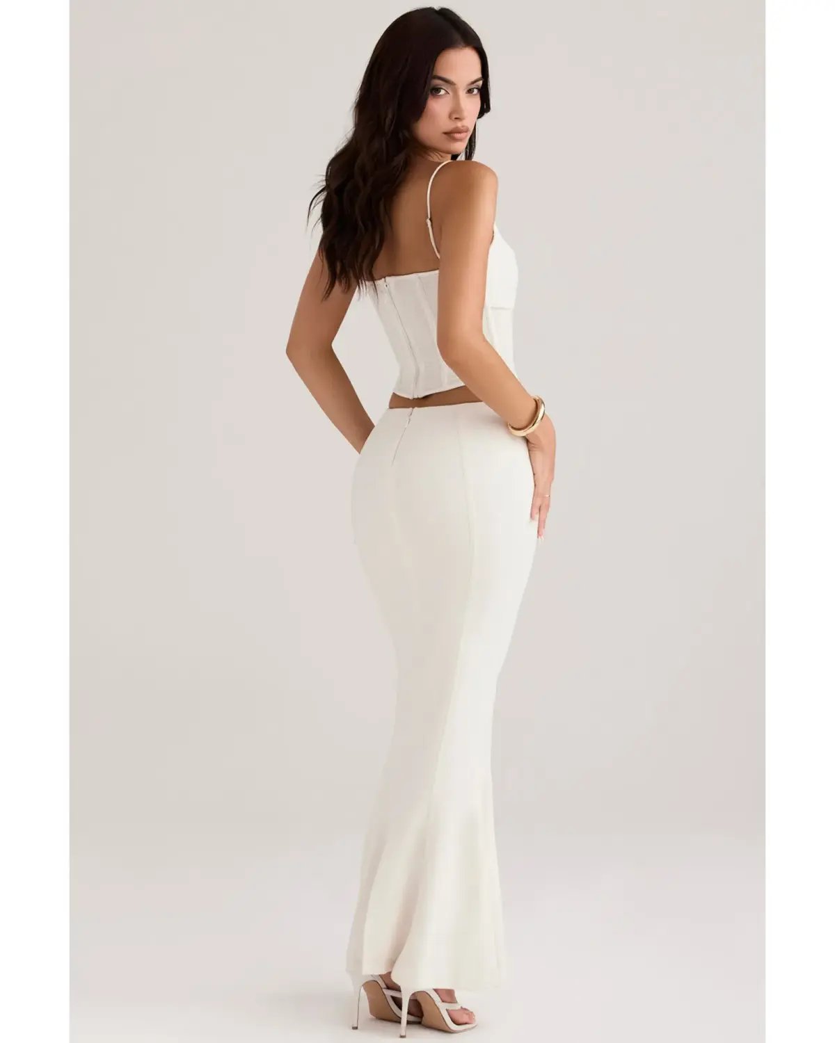 House Of CB Paloma Corset Maxi Dress Ivory Size AU 14 photo 3