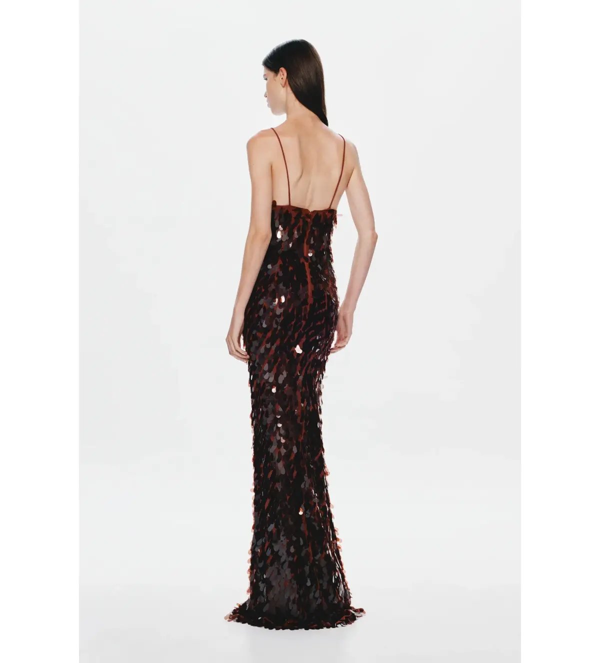 MISHA Sapphire Sequin Maxi Dress Fig Size 10/M photo 4