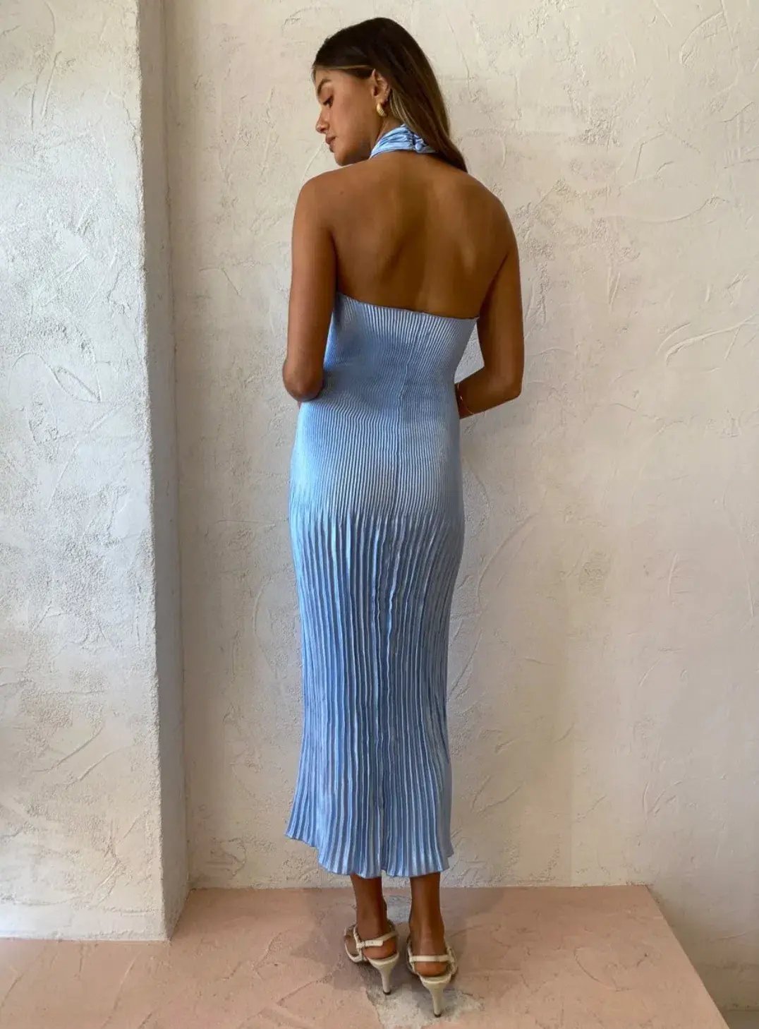 L'idée Soirée Halter Gown Sky Blue Size 6 photo 3