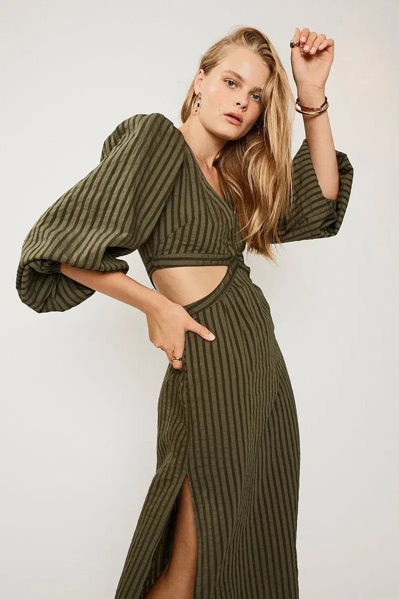 Suboo Queenie Cut Out Dress Olive Size 8 photo 2