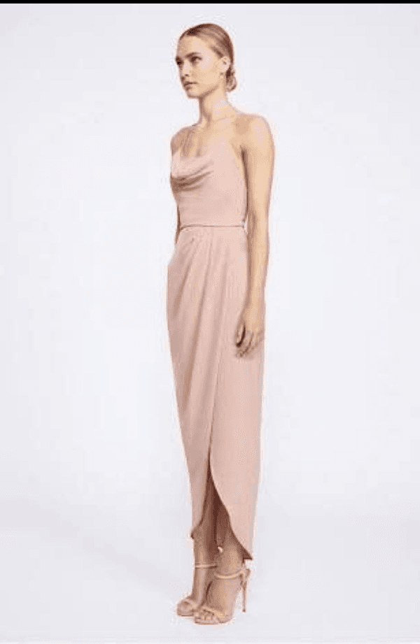 Shona joy lace up dress, cowl neck, dusty pink photo 4