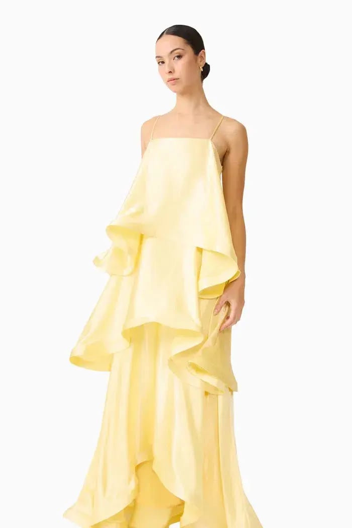 ELLIATT TILLY TIERED MAXI DRESS IN BUTTER YELLOW SIZE 8 (S) photo 4