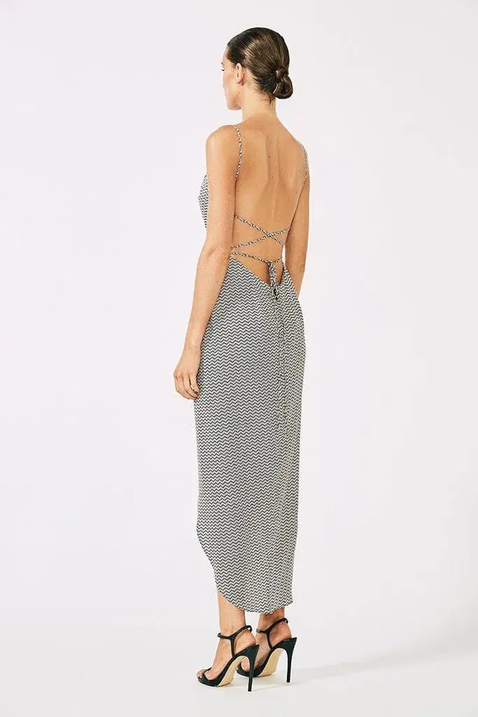 Shona Joy Etienne Lace Back Cowl Bias Midi Dress Print Size 12 photo 3