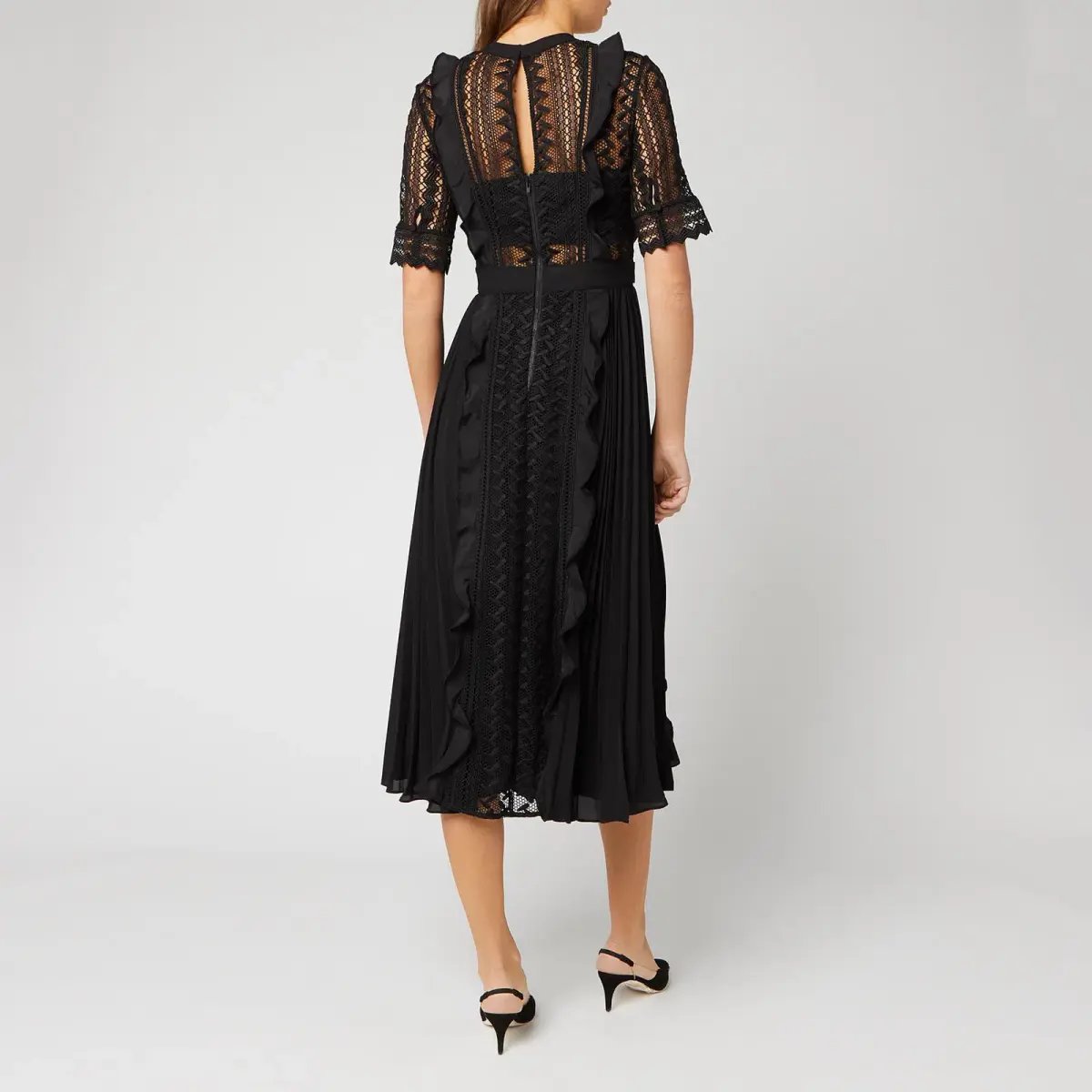 Self Portrait Geometric Lace Midi Dress Black Size AU 6 photo 2