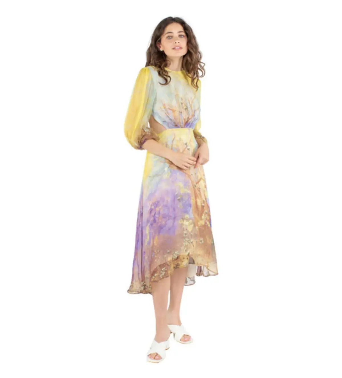 Leo Lin Salvation Silk Chiffon Dress Print Size 10 photo 2