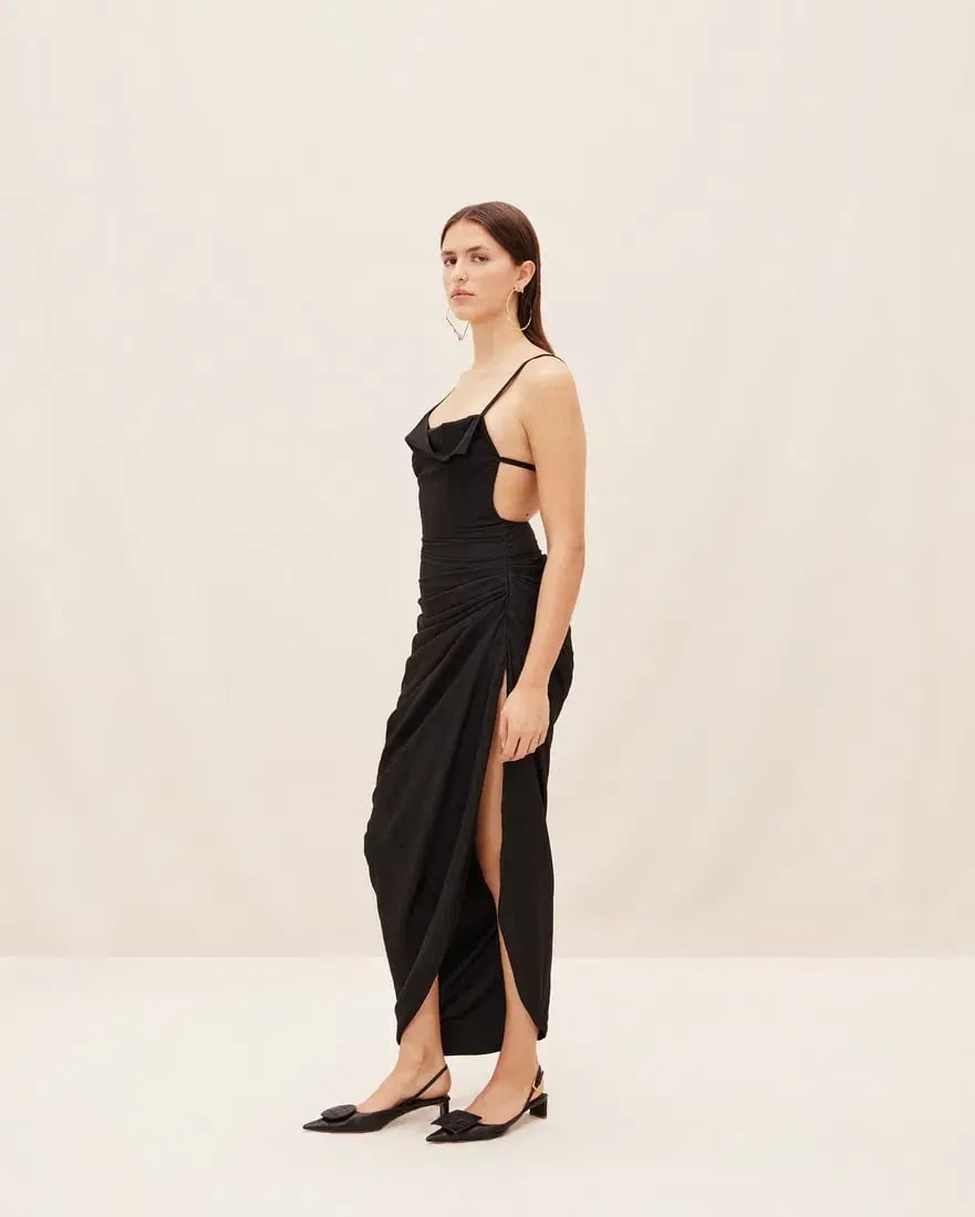 Jacquemus La Robe Saudade Asymmetrical Dress in Black Size 10 photo 2