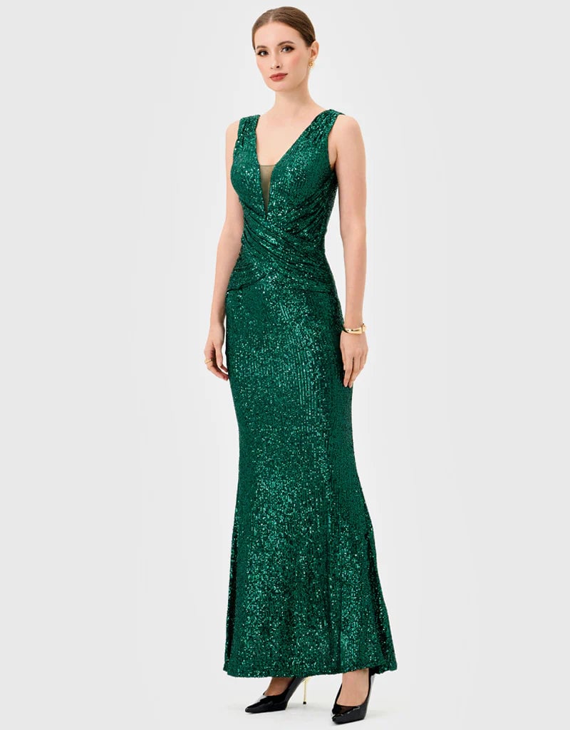 Bariano Paislee Sequin Maxi Emerald photo 3