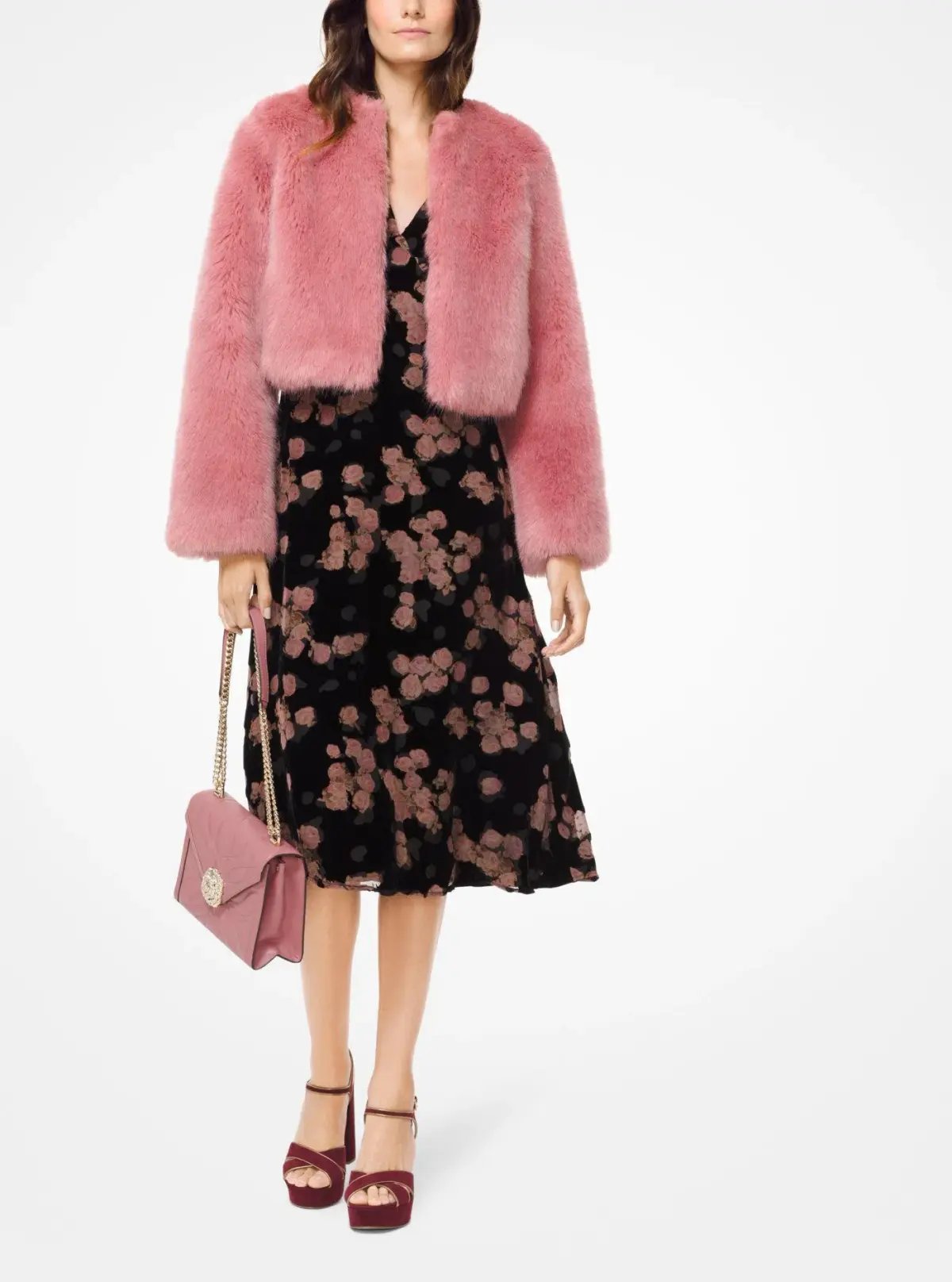 Michael Kors Belted Ruffled Floral-Print Devoré-Velvet Mini Dress Print Size 8 photo 3