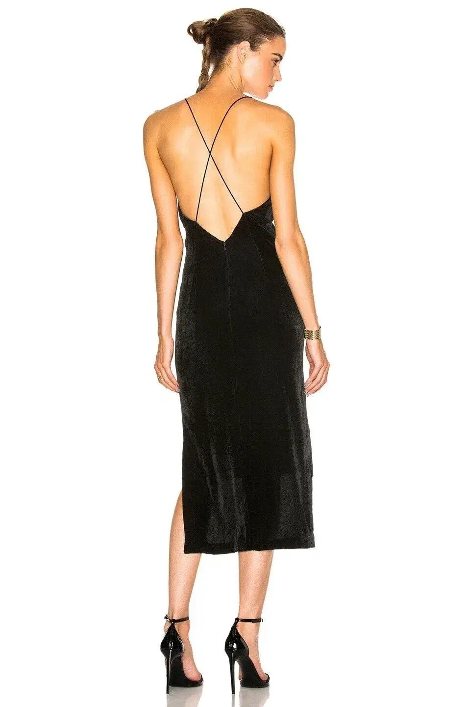 Dion Lee  Slip Silk Blend Hi Low Strappy Dress Black Size 12 photo 2