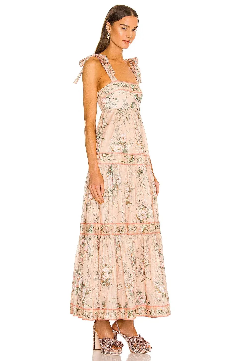 Zimmermann Moonshine Tie Shoulder Dress Cream Floral Size 6 photo 3