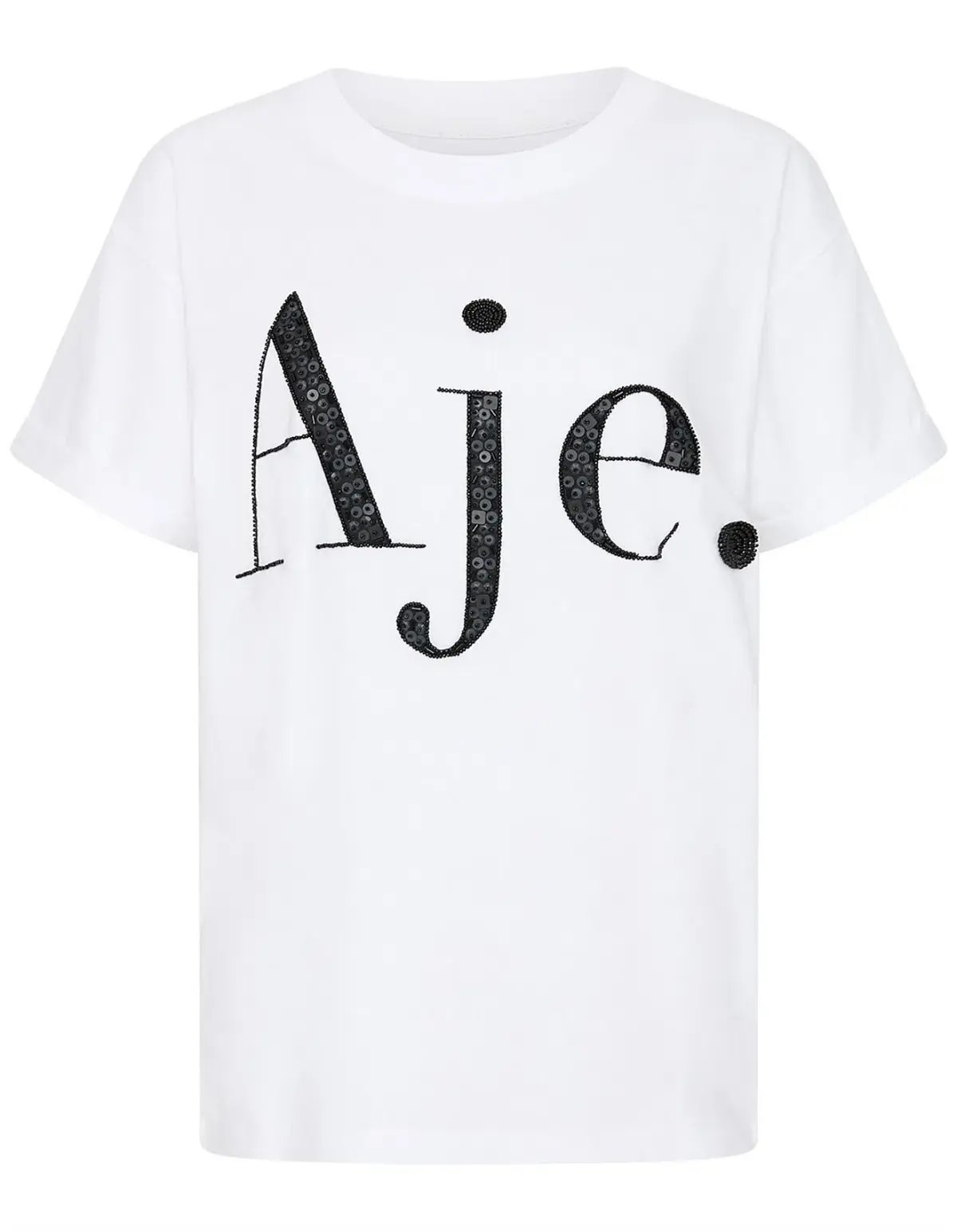 Aje Belmond Mini Skirt in Denim Blue Size 8 and Logo Tee White Print Size 6 Set photo 7