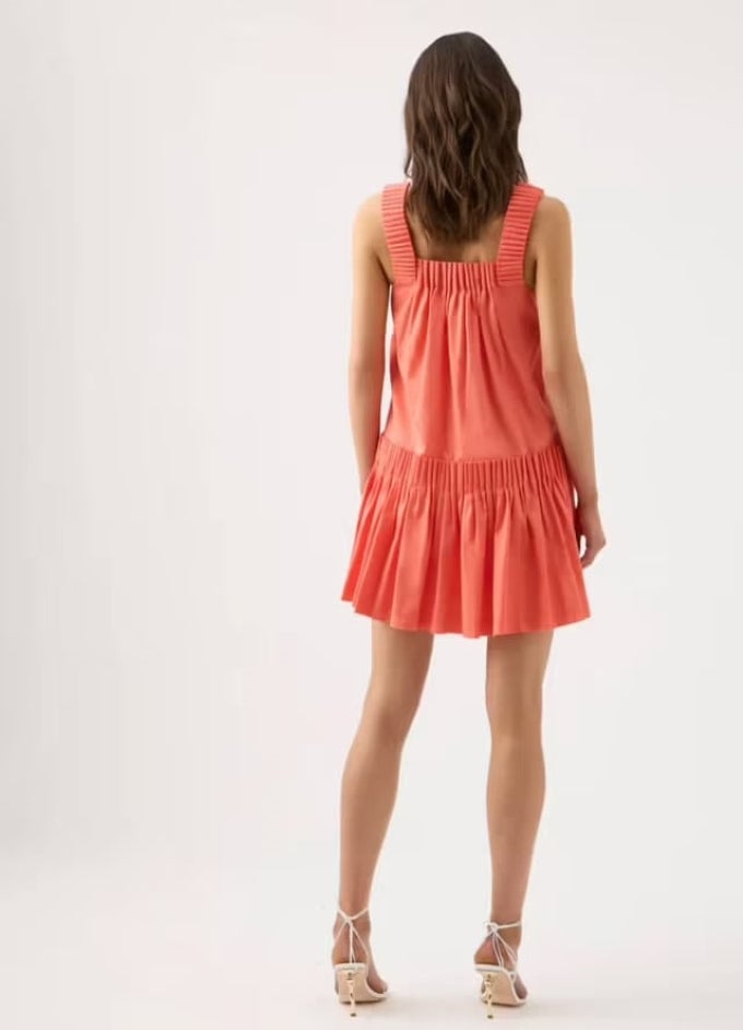 Aje Cecilia Smock Mini Dress in Coral photo 3