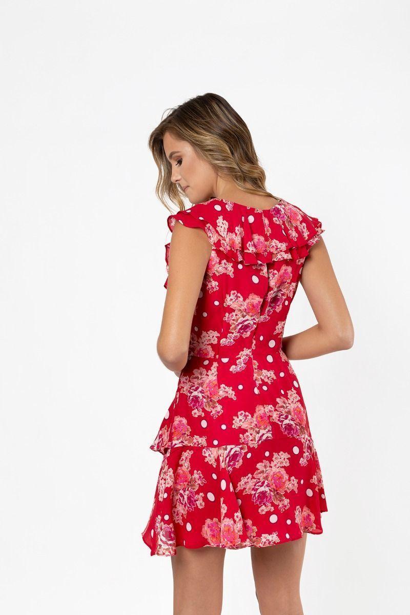 Talulah Florence Ruffle Mini Dress Red Size 6 photo 2