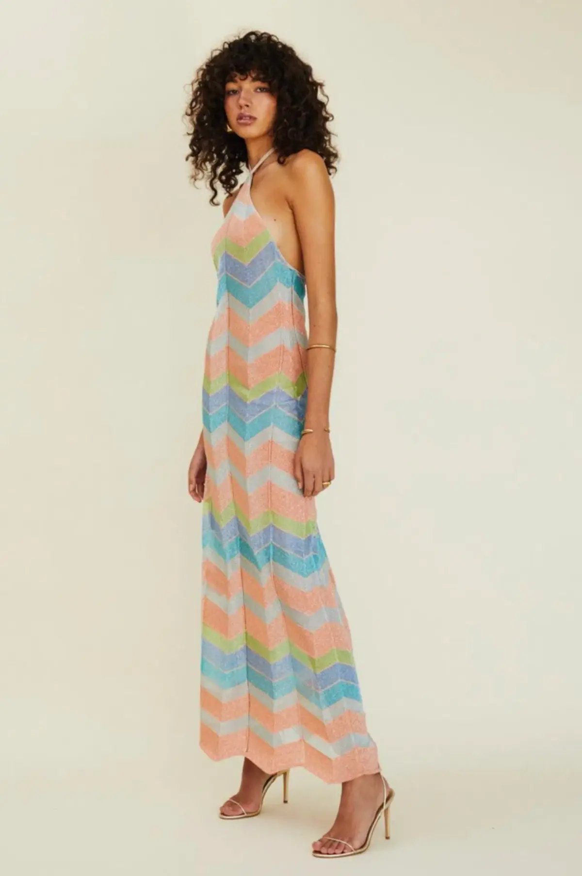 Suboo Solar Chevron Halter Maxi Dress Multi Size M / Au 10 photo 2
